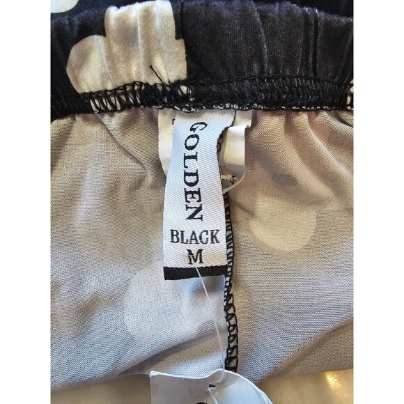 Golden Black Black/White Flower Footless Leggings Women Size M - Picture 6 of 7